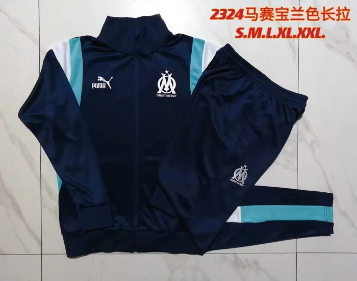 Olympique de Marseille 23-24 Training Jacket Blue with White Shoulder - 图片 9