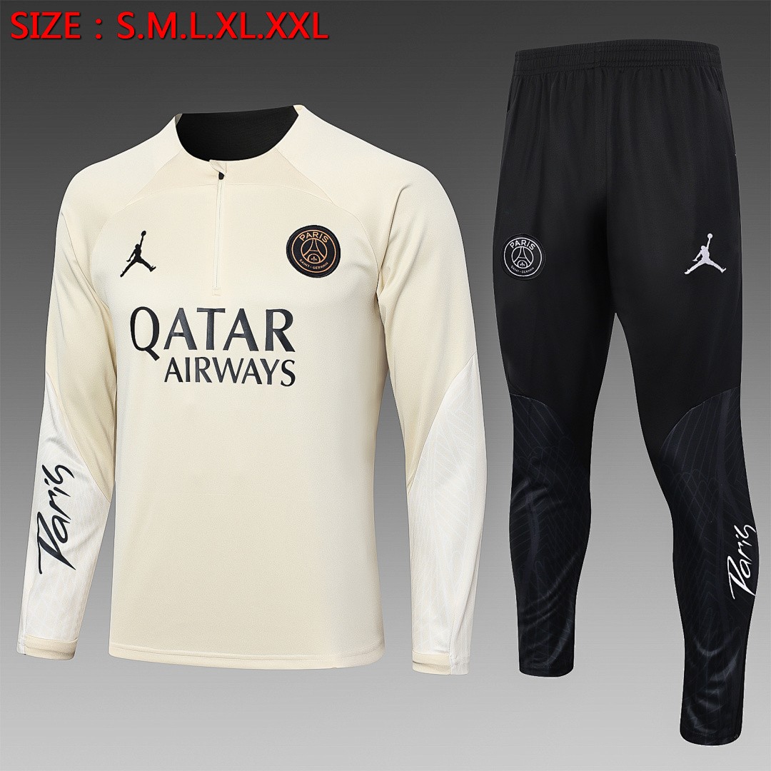 PSG 23-24 Jordan Half-Zip Jacket Beige