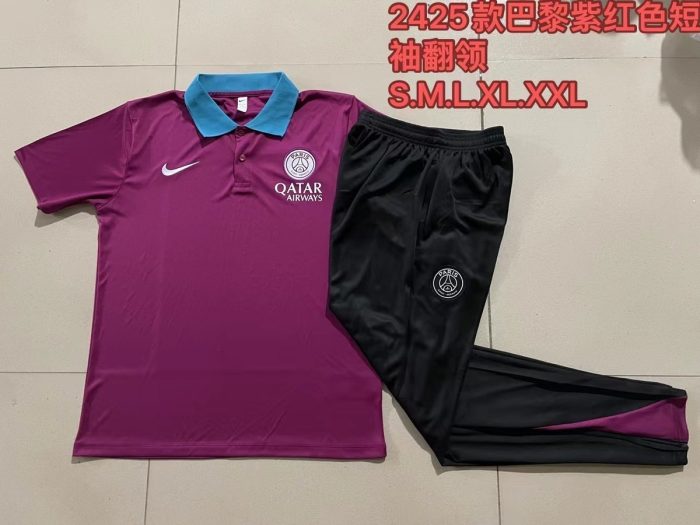 Paris Saint-Germain 24-25 Purple Red Polo Shirt - 图片 9