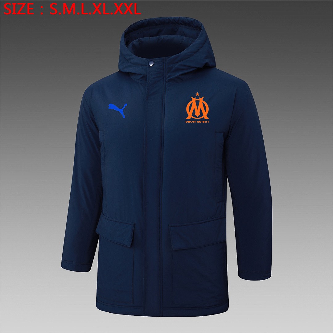 Olympique de Marseille 24/25 Navy Blue Cotton Jacket (Orange Badge)