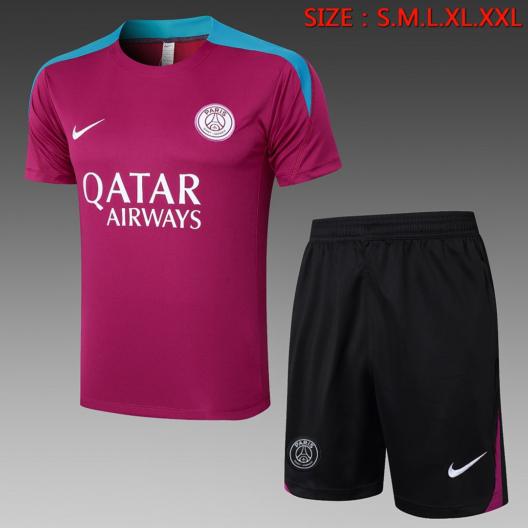 Paris Saint-Germain 24-25 Purple Red Short Sleeve Training Shirt
