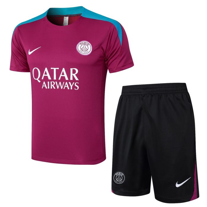 Paris Saint-Germain 24-25 Purple Red Short Sleeve Training Shirt - 图片 8