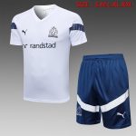 Olympique de Marseille 22-23 White Short Sleeve Training Set with 5-Inch Shorts