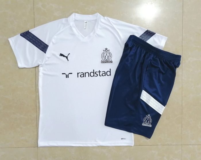 Olympique de Marseille 22-23 White Short Sleeve Training Set with 5-Inch Shorts - 图片 9