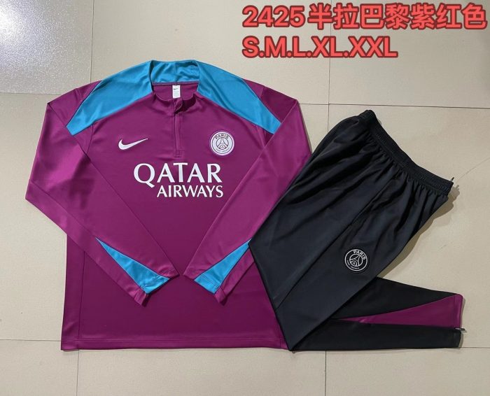 Paris Saint-Germain 24-25 Half-Zip Jacket Purple Red - 图片 9