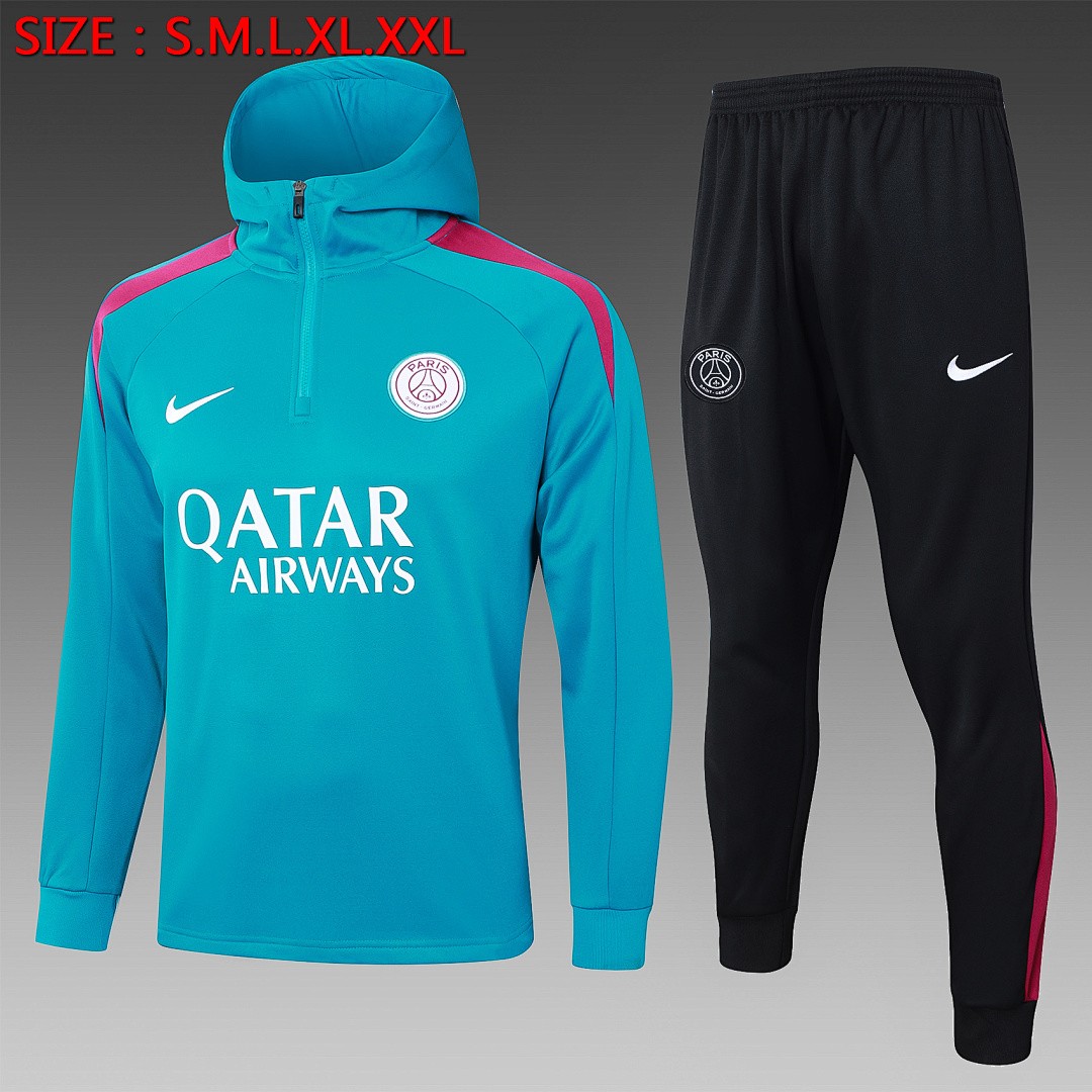 PSG 24-25 Half-Zip Hoodie Paris Blue