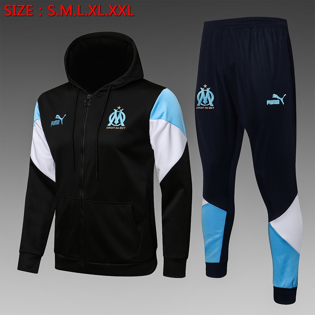 Olympique de Marseille 21/22 Long Zip Jacket Black