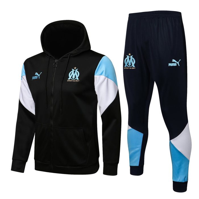 Olympique de Marseille 21/22 Long Zip Jacket Black - 图片 3
