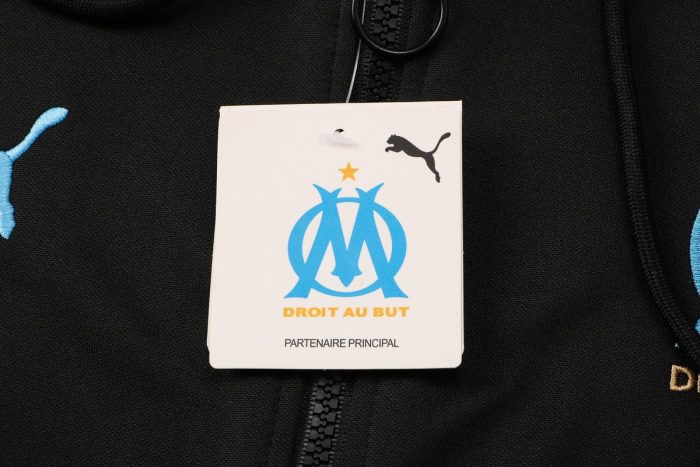 Olympique de Marseille 21/22 Long Zip Jacket Black - 图片 4
