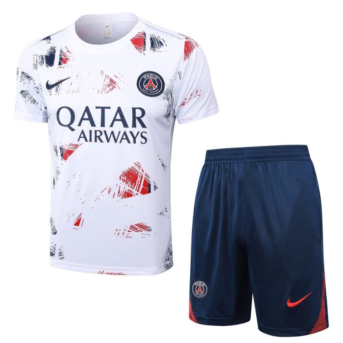 PSG 24-25 White Splatter Short Sleeve Training Shirt - 图片 4