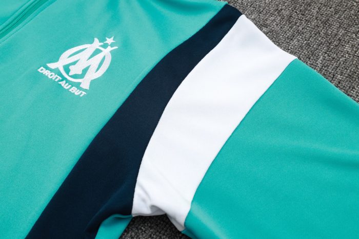 Olympique de Marseille 23-24 Long Sleeve Training Jersey Lake Blue with White and Royal Blue Shoulder - 图片 5