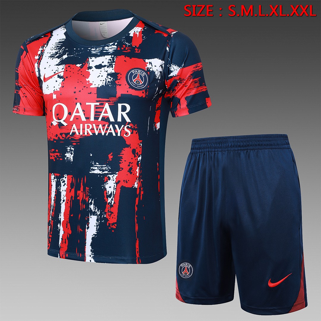 Paris Saint-Germain 24-25 Short Sleeve Training Shirt Blue Splatter