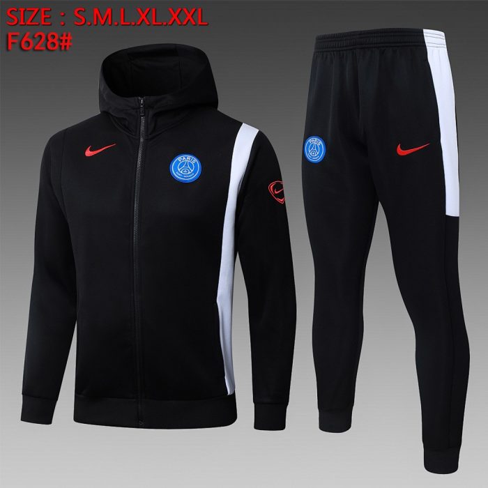 Paris PSG 2025/26 Black Long Zip Jacket with Hood - 图片 2
