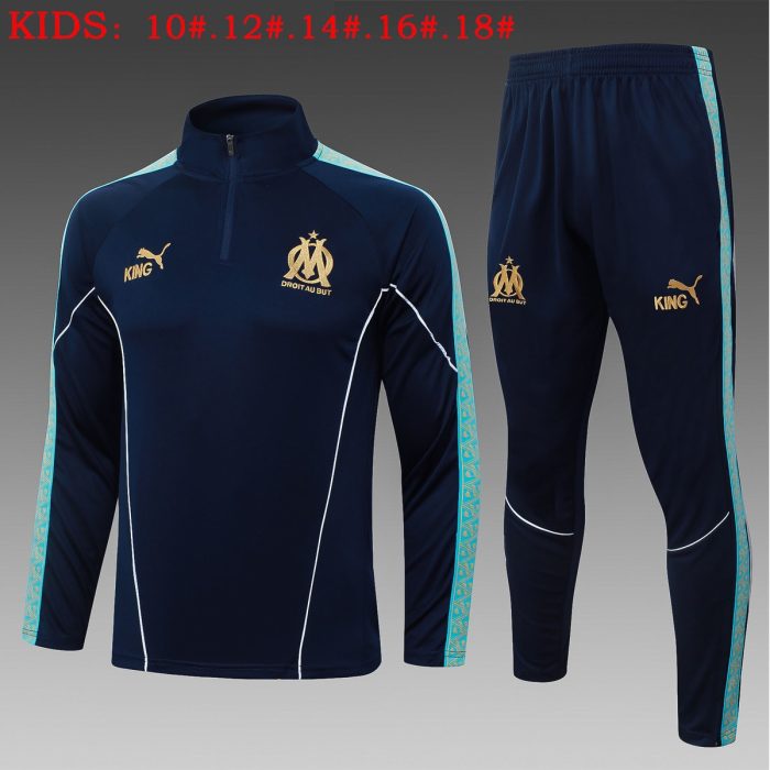 Olympique de Marseille Children's Half-Zip Jacket - Blue - 图片 2