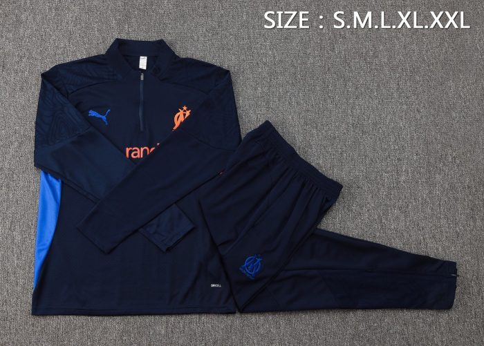 Olympique de Marseille 24-25 Semi-Zip Jacket Player Version Navy Blue - 图片 4