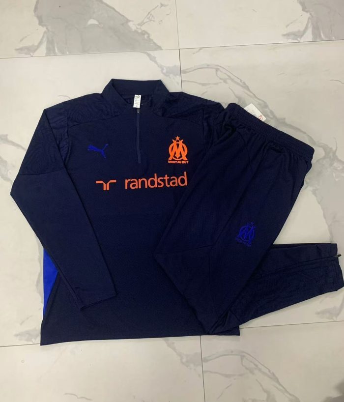Olympique de Marseille 24-25 Semi-Zip Jacket Player Version Navy Blue - 图片 9