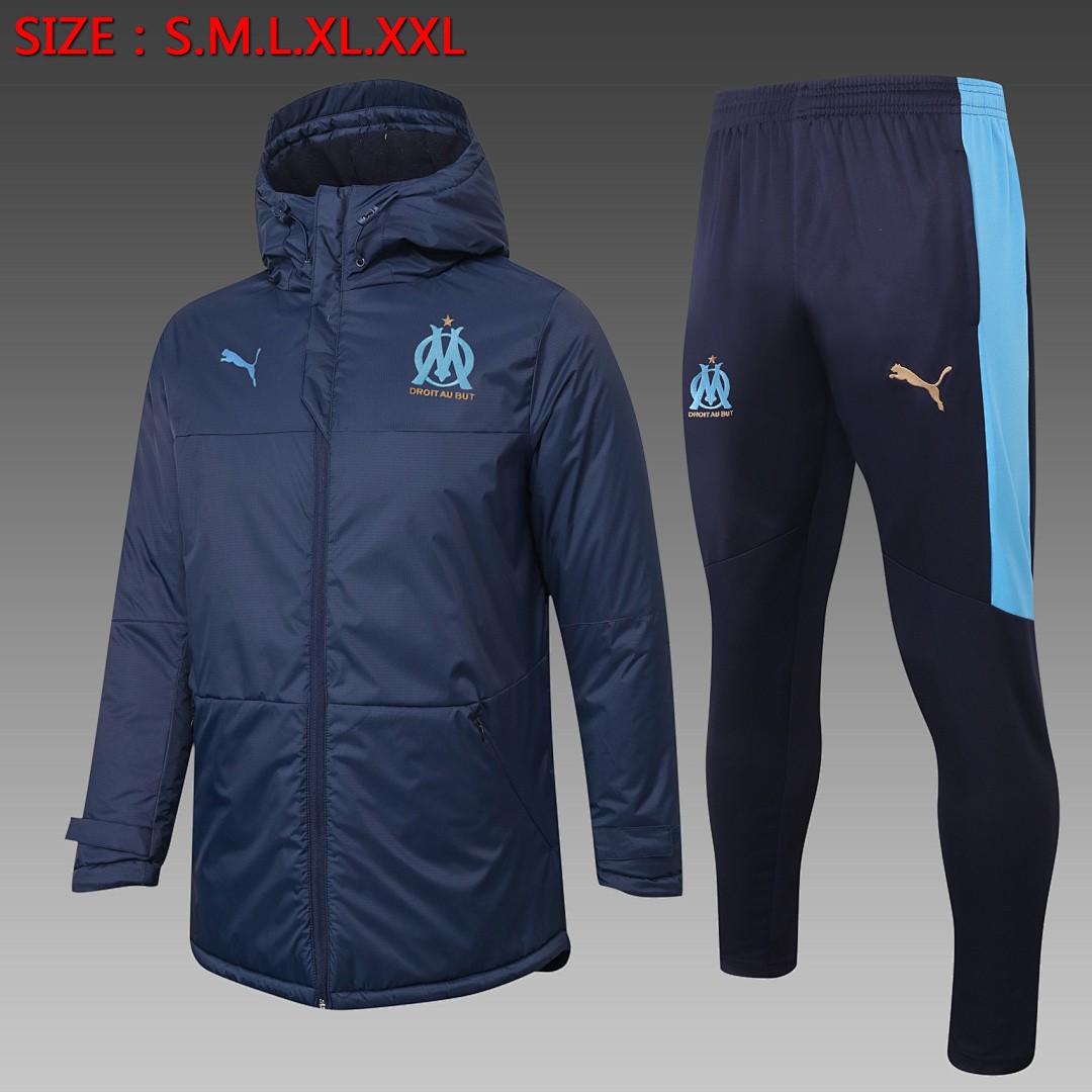 2021 Olympique de Marseille Navy Blue Cotton Jacket