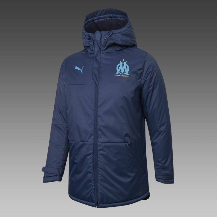 2021 Olympique de Marseille Navy Blue Cotton Jacket - 图片 3