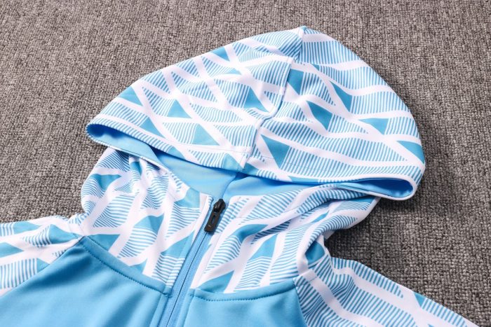 Olympique de Marseille 2021 Light Blue Long Zipper Jacket - 图片 4