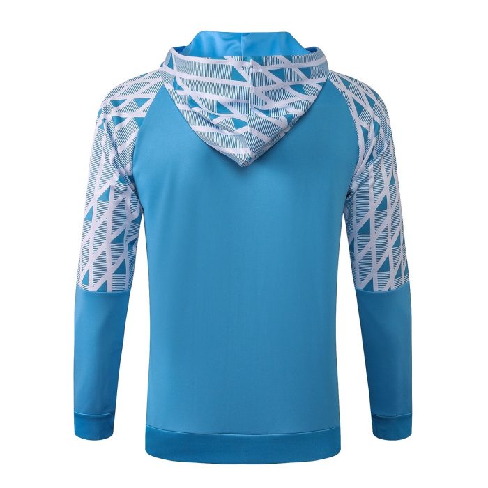 Olympique de Marseille 2021 Light Blue Long Zipper Jacket - 图片 8