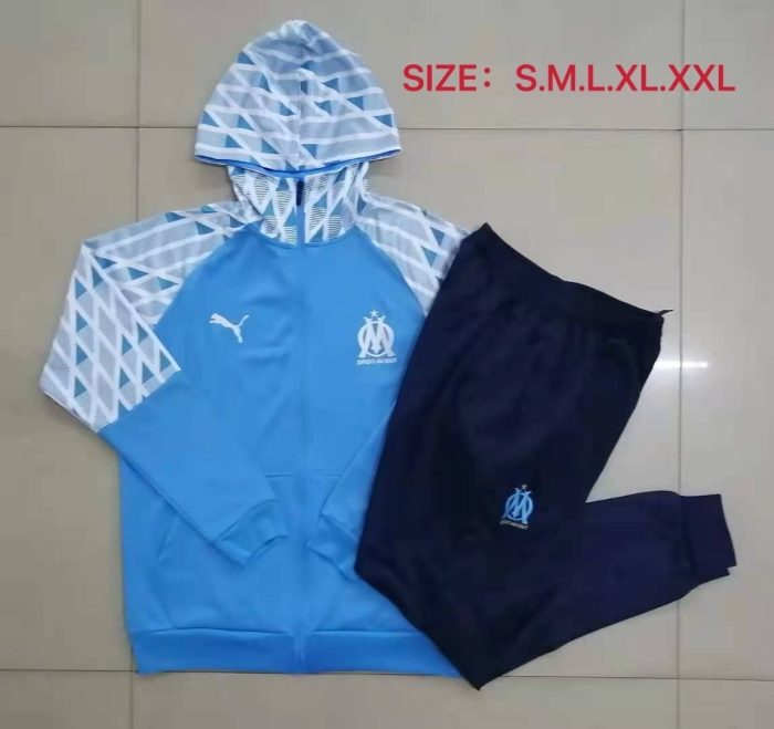 Olympique de Marseille 2021 Light Blue Long Zipper Jacket - 图片 9