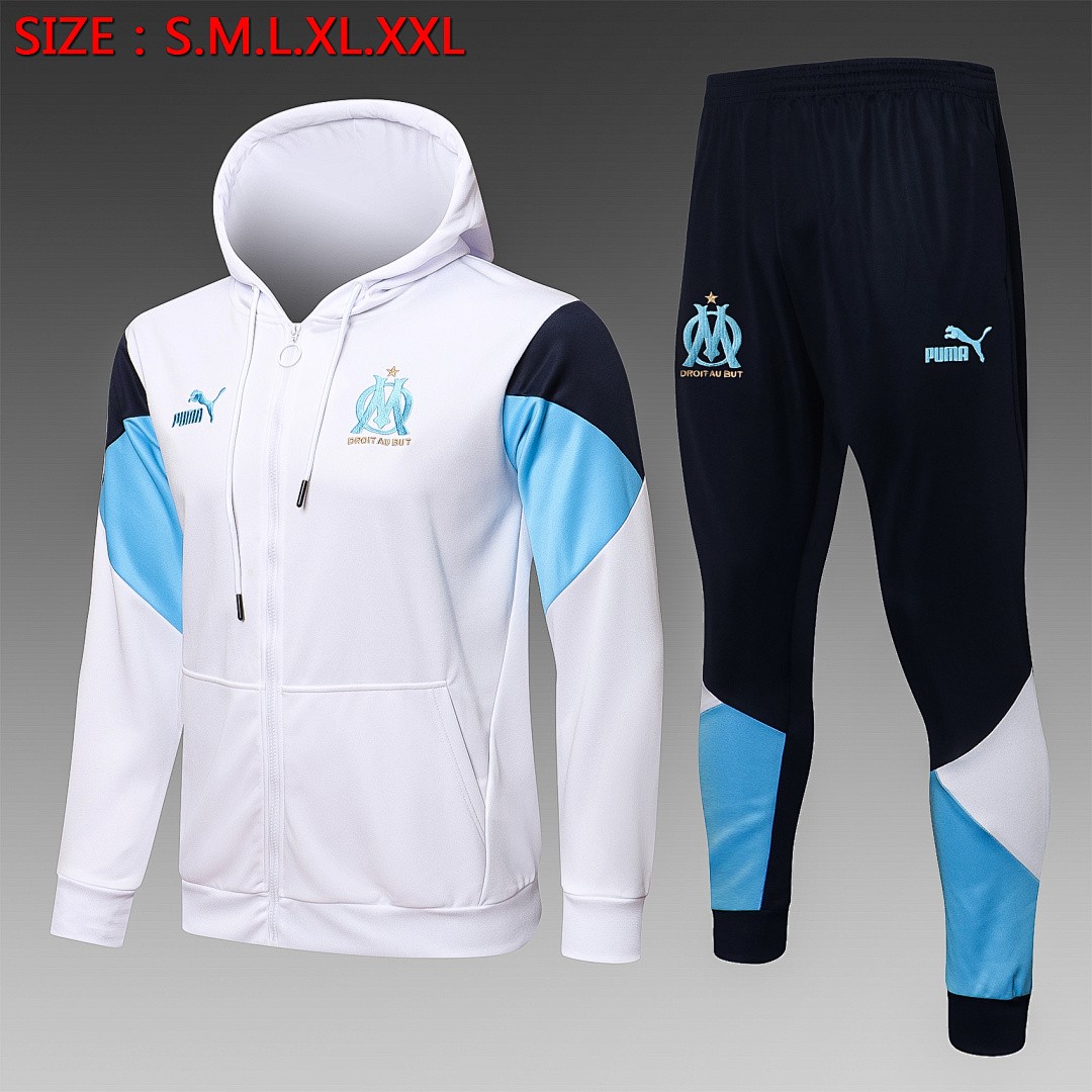 Olympique de Marseille 21-22 Long Zip Jacket White