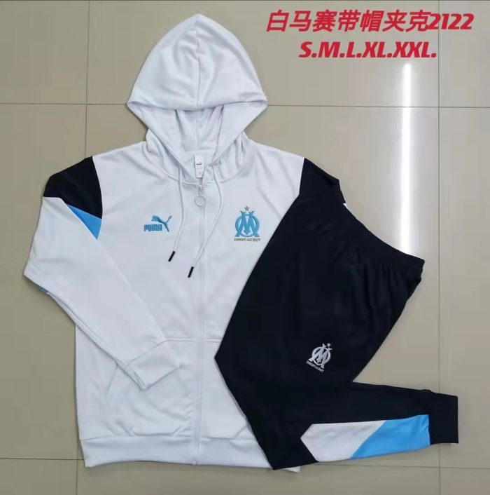 Olympique de Marseille 21-22 Long Zip Jacket White - 图片 9