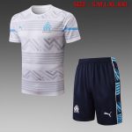 Olympique de Marseille 2022-23 White Short Sleeve Training Set with 5-Inch Shorts