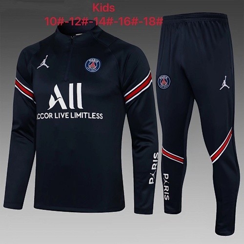 PSG 21/22 Jordan Half-Zip Jacket Kids Blue