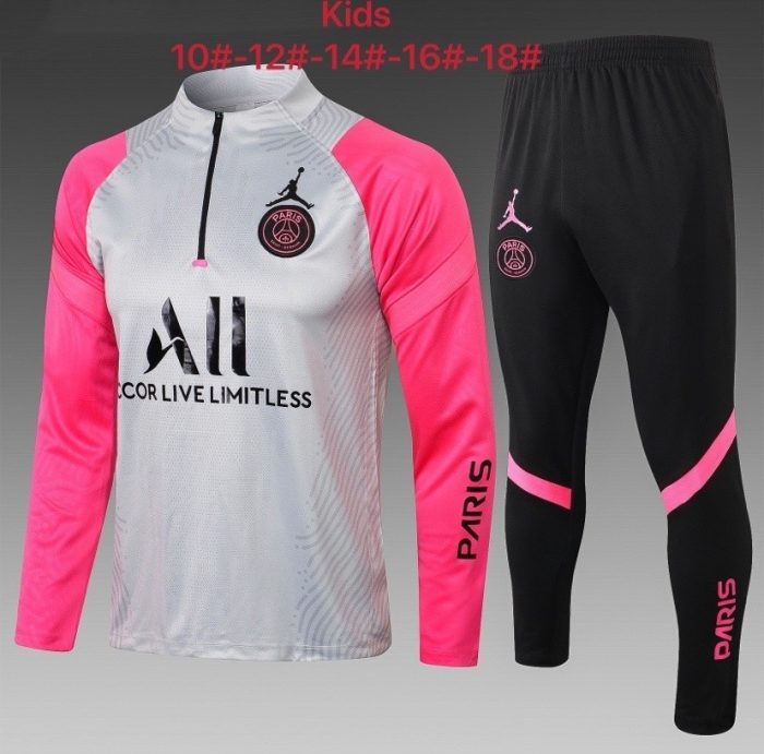 PSG 21/22 Jordan Half-Zip Jacket Light Grey Kids - 图片 2