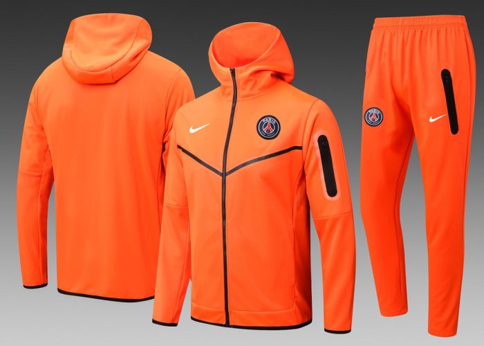 PSG 22/23 Orange Long Zip Jacket with Hood - 图片 7