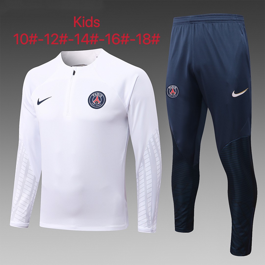 PSG 22/23 White Kids Semi-Zip Jacket
