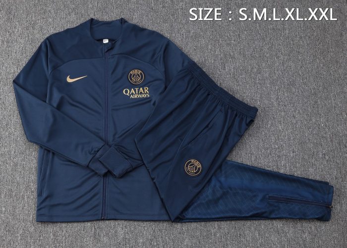 PSG 23-24 Long Zipper Jacket Navy Blue - 图片 6