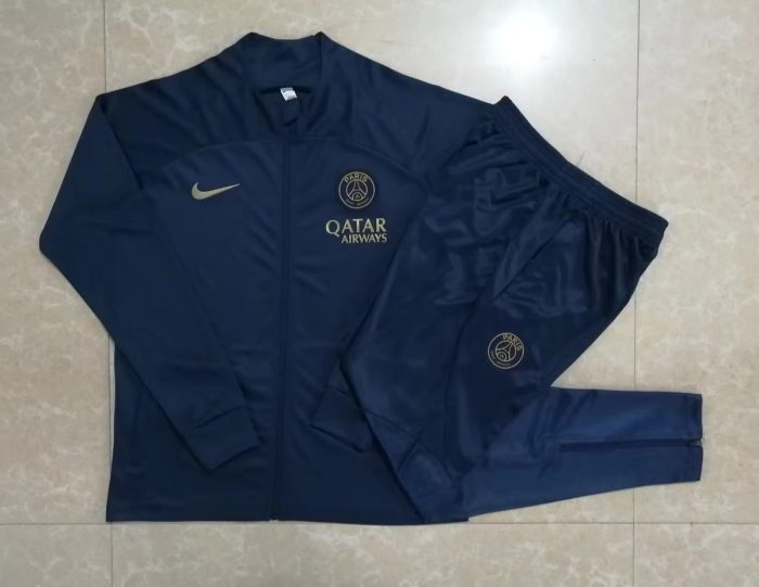 PSG 23-24 Long Zipper Jacket Navy Blue - 图片 9