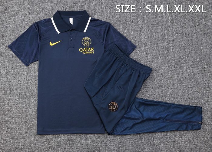 PSG 23-24 Polo Shirt Navy Blue - 图片 2