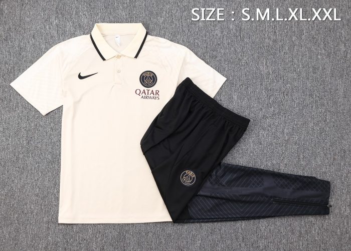 PSG 23-24 Polo Shirt Earth Yellow - 图片 2