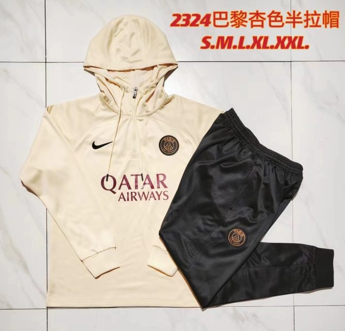 PSG 23-24 Half-Zip Hoodie Apricot - 图片 9