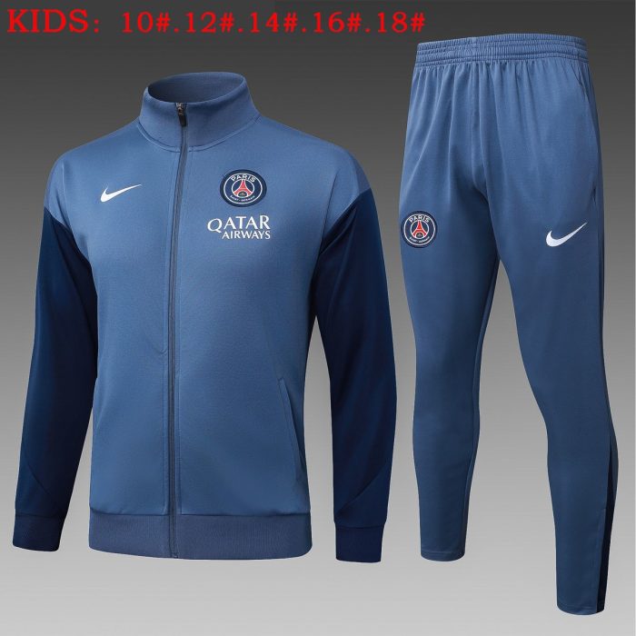 Paris Saint-Germain (PSG) Grey Children's Long Zipper Jacket - 图片 2