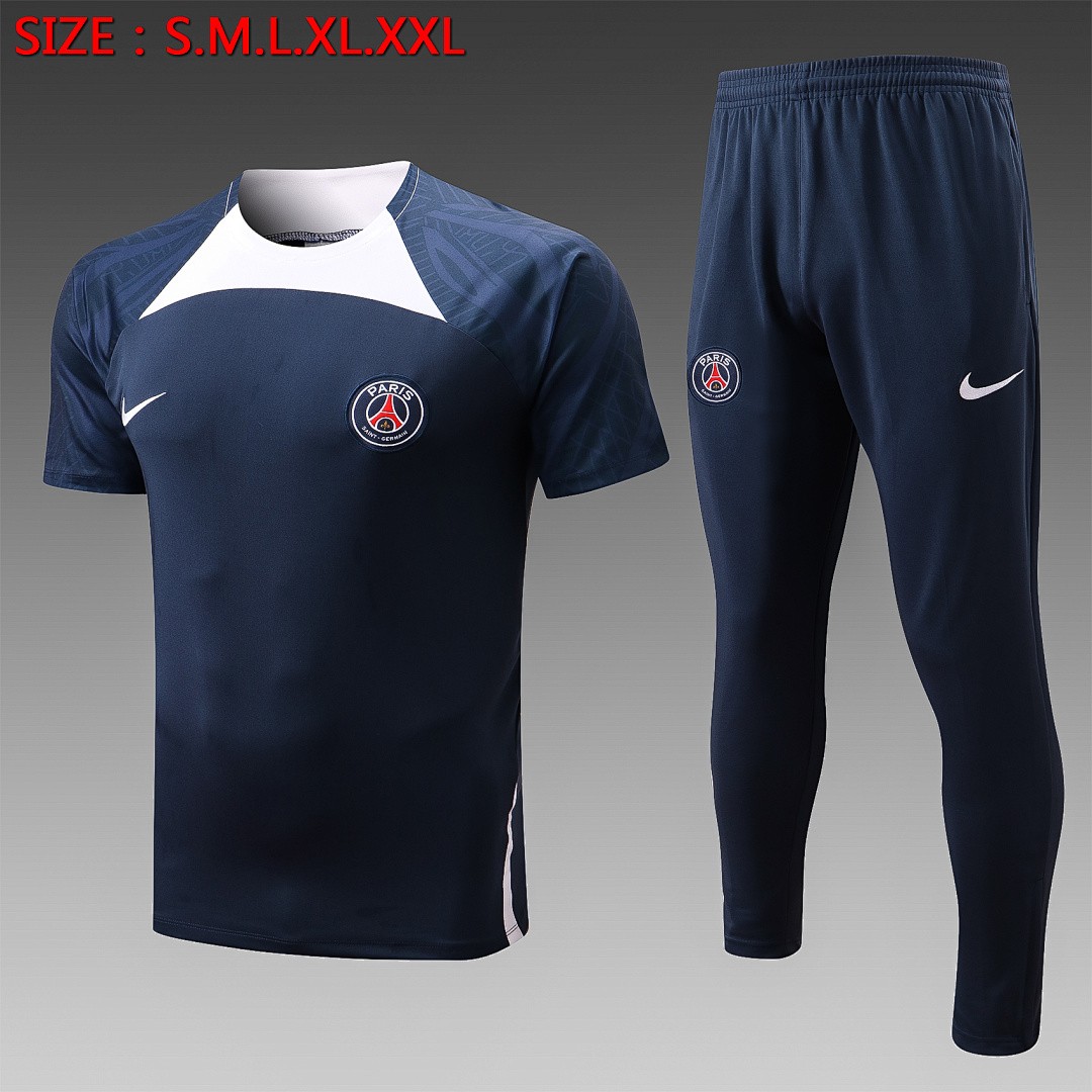 Nike Paris Saint-Germain Blue Short Sleeve Training Suit with Pants