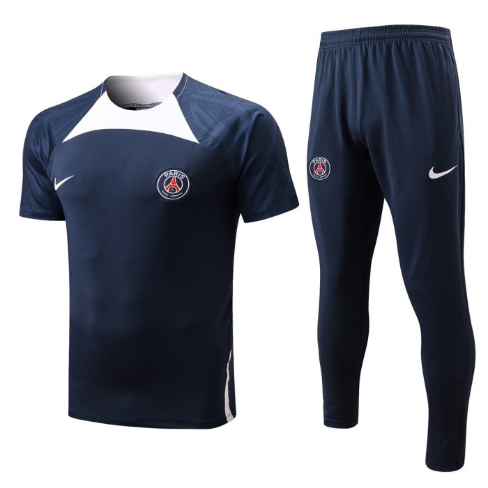 Nike Paris Saint-Germain Blue Short Sleeve Training Suit with Pants - 图片 3