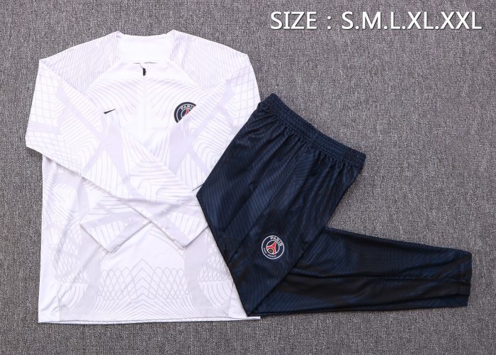 PSG 22-23 White Half-Zip Jacket (Spray Print) - 图片 2