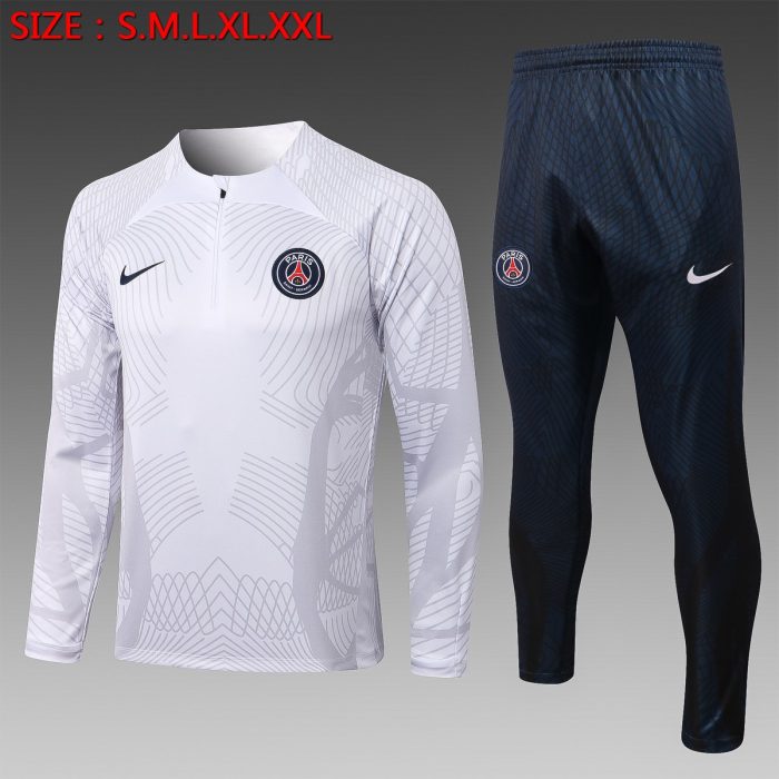 PSG 22-23 White Half-Zip Jacket (Spray Print) - 图片 8