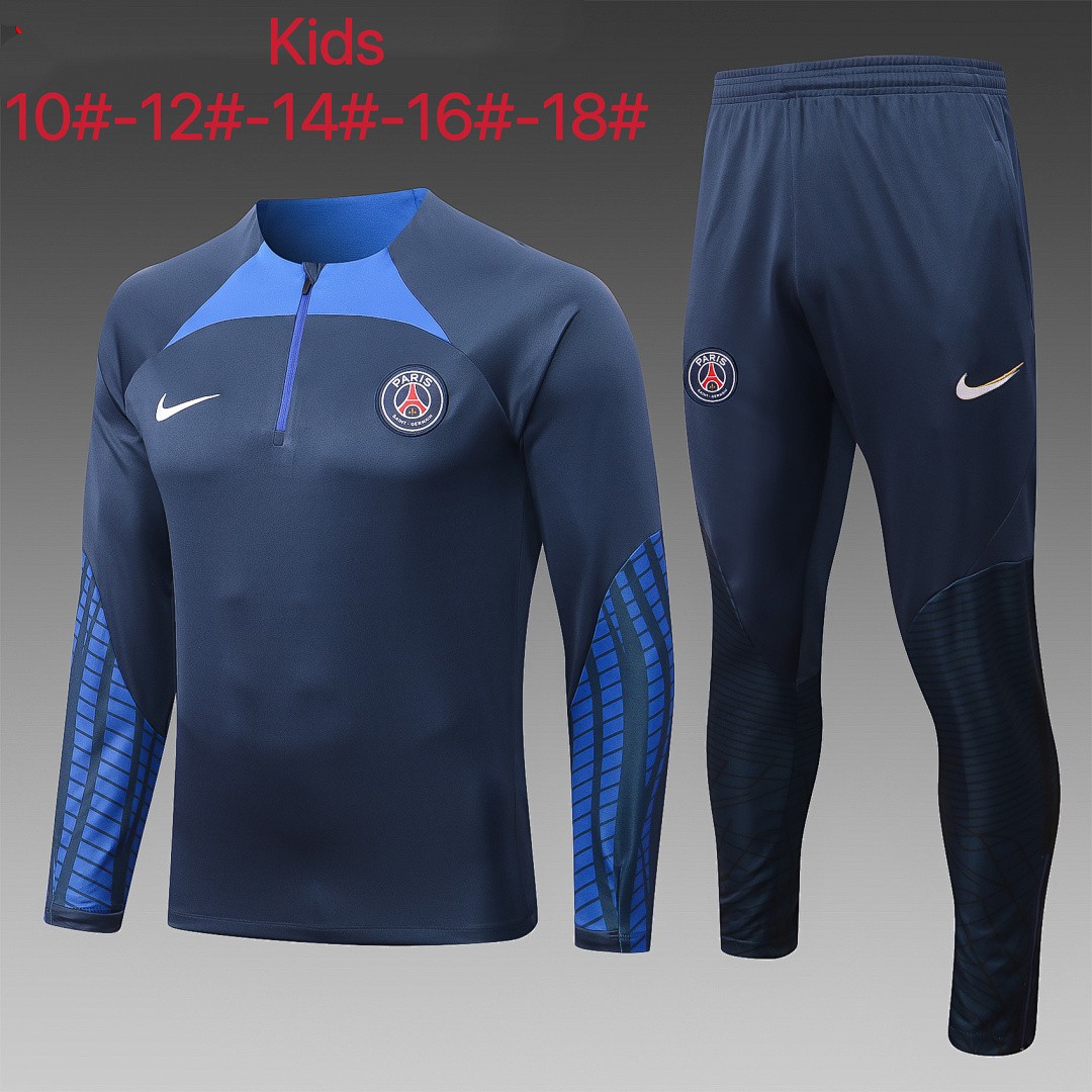 JER-7038_1 PSG 22/23 Half-Zip Jacket Kids Blue - 图片 1