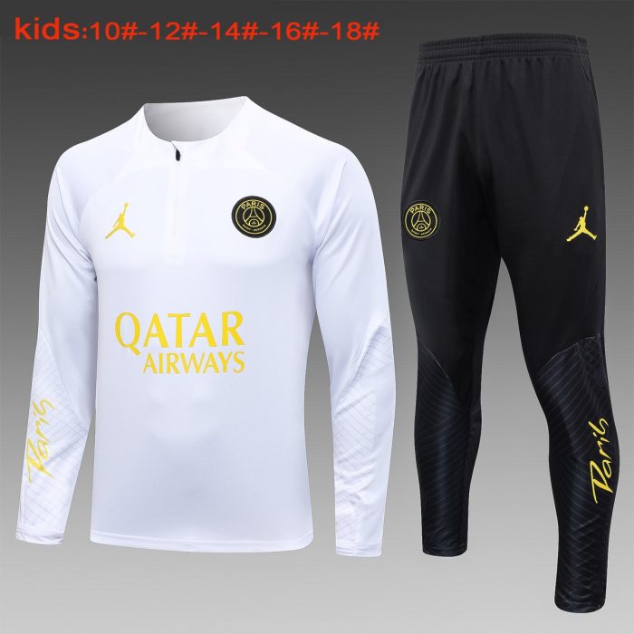 PSG 23-24 Jordan White Kids' Half-Zip Jacket - 图片 2