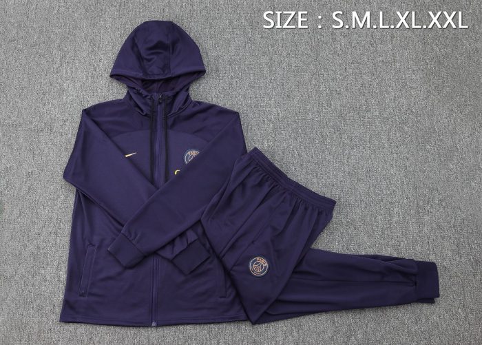 PSG 23-24 Half-Zip Hoodie Dark Purple - 图片 2