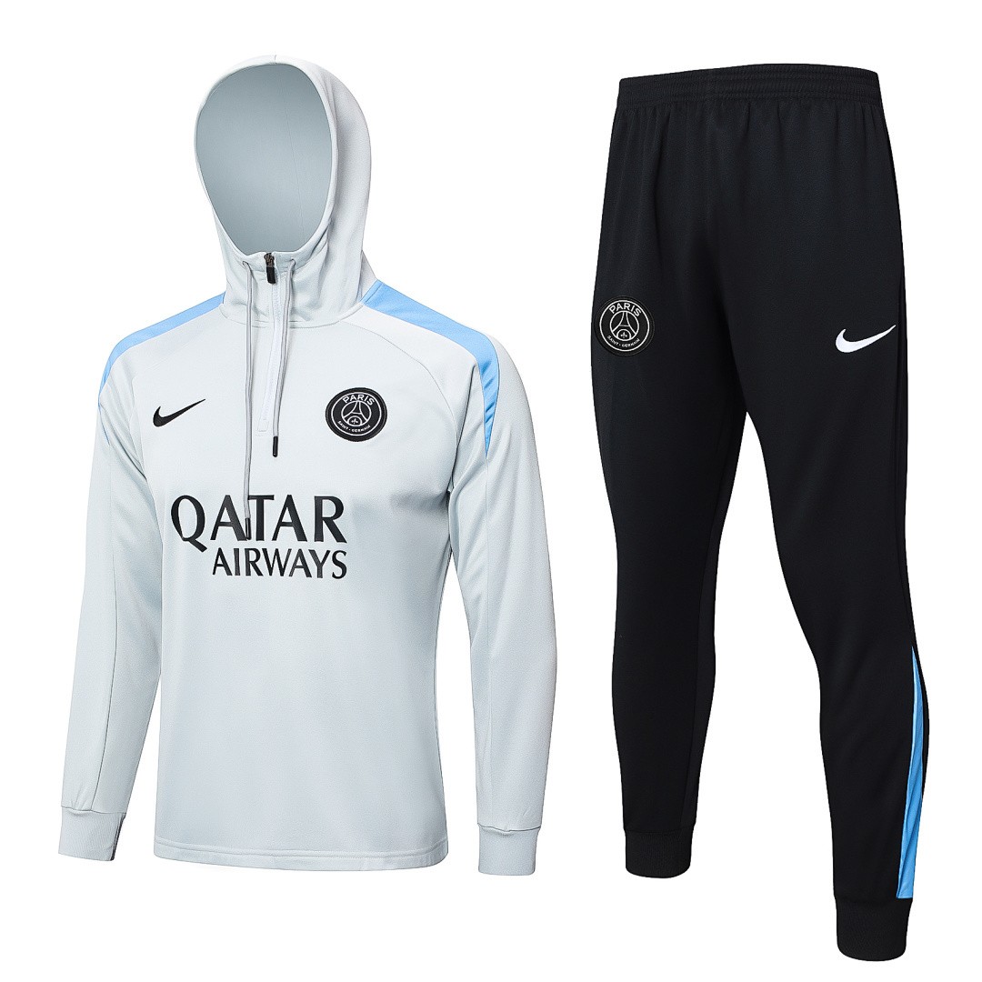 PSG 24-25 Half-Zip Hoodie Light Gray