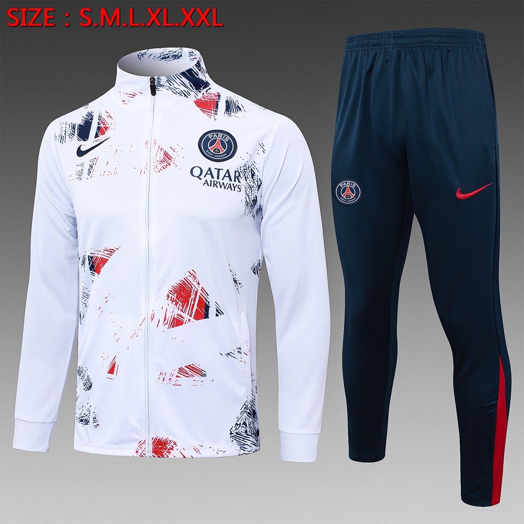 Paris Saint-Germain 24/25 White Spray Print Long Zip Jacket