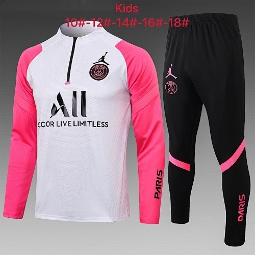 PSG 21-22 Jordan White Kids Half-Zip Jacket