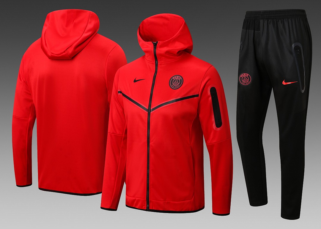 Nike Paris Saint-Germain 22/23 Red Long Zip Jacket with Hood