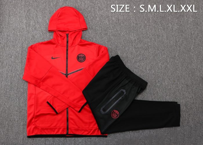 Nike Paris Saint-Germain 22/23 Red Long Zip Jacket with Hood - 图片 2